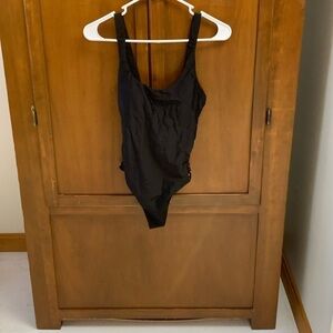 RAISINS one piece SWIMSUIT side cut outs small high thigh black #